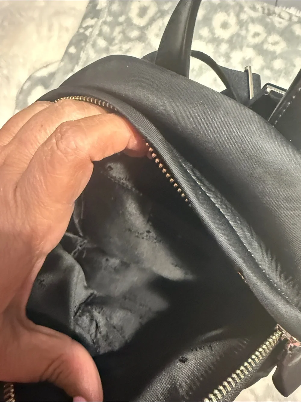 kate spade Black Nylon Mini Backpack with Gold Hardware